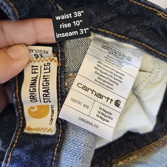 Carhartt Original Fit Womens Jeans Plus Size 16 Regular Straight Leg Dark Wash - Picture 4 of 4